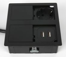 ASA VersaHit, 1 эл. розетка, 2 USB зарядки, матовый черный